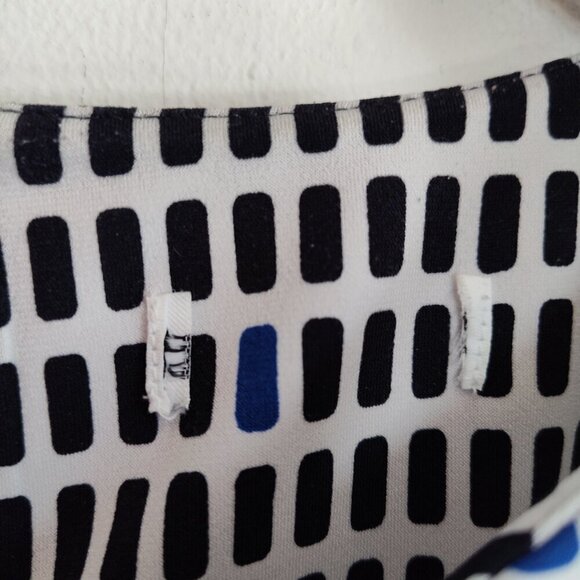 Ladies SZ XL Calvin Klein Black/White Multi Geometric Print Blouse - Picture 3 of 4